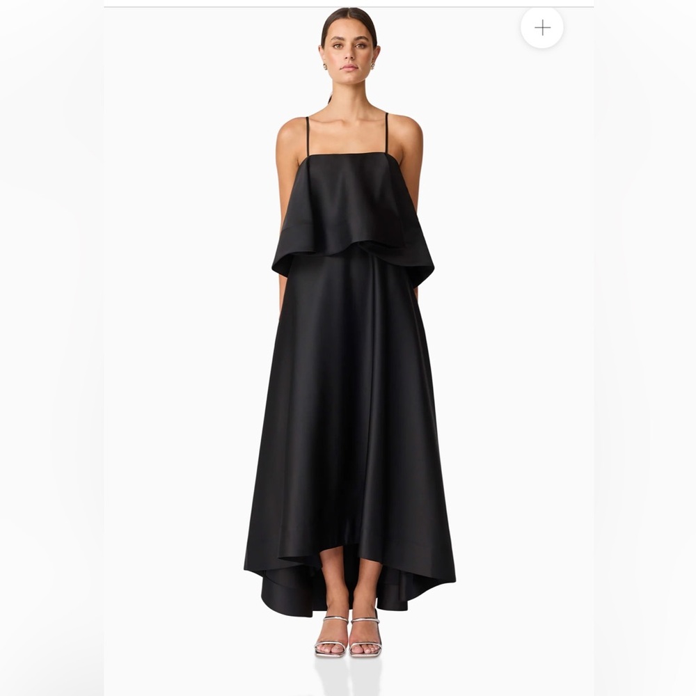 elliatt reyna black tiered ruffle draped satin maxi dress size medium NEW - Picture 10 of 14
